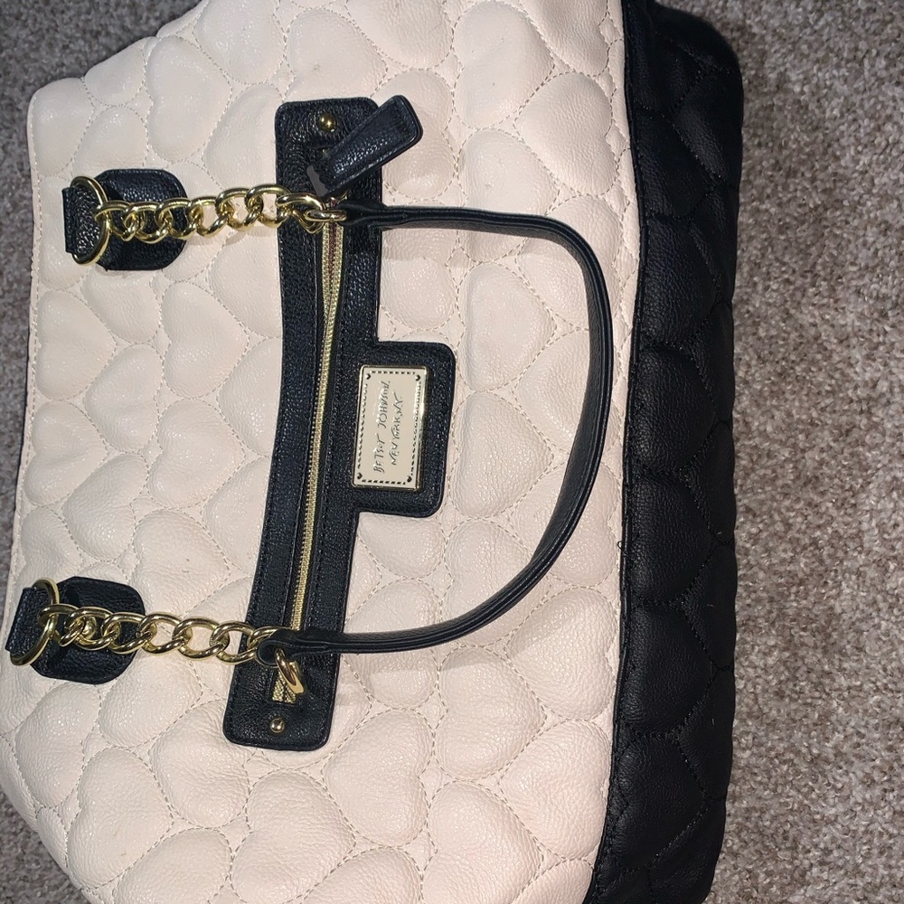 Betsy Johnson White Heart Quilted Tote